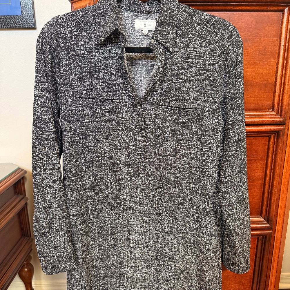 Lou & Grey | Ann Taylor | XS Black + White Shirtdress